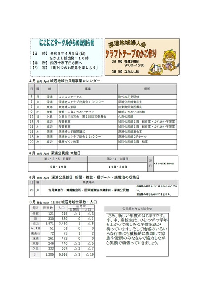 深浦公民館だより令和8年4月号ウラの画像