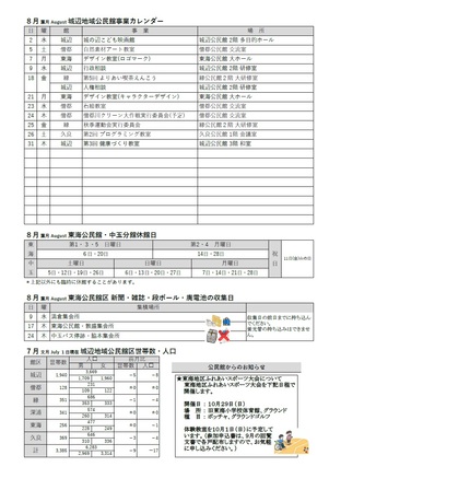 東海公民館だより令和5年8月号ウラの画像