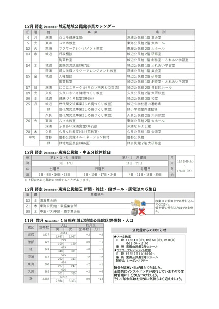 東海公民館だより令和5年12月号ウラの画像