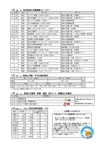 東海公民館だより7月号うら